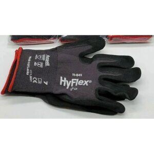 NEW! Bag of 24 Pairs Ansell HyFlex 11-841 Foam Nitrile Grip Work Gloves, Size 7
